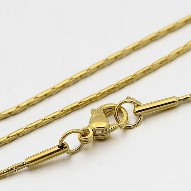 Collar de cadena Boston minimalista de 5 piezas con cierre de mosquetón, ideal para joyería de moda, bodas o como regalo de cumpleaños. Dorado, 46 cm (18,1 pulgadas), 1 mm de grosor.