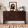 thumbnail image 2 of Oufan Retro Sideboard Buffet Cabinet with Storage, with Adjustable Shelves and Long Handles, 4-Door Wood Sideboard for Kitchen, Dining Room and Living Room , 59 x 33.2 x 15.7 inch, Blue, 2 of 10