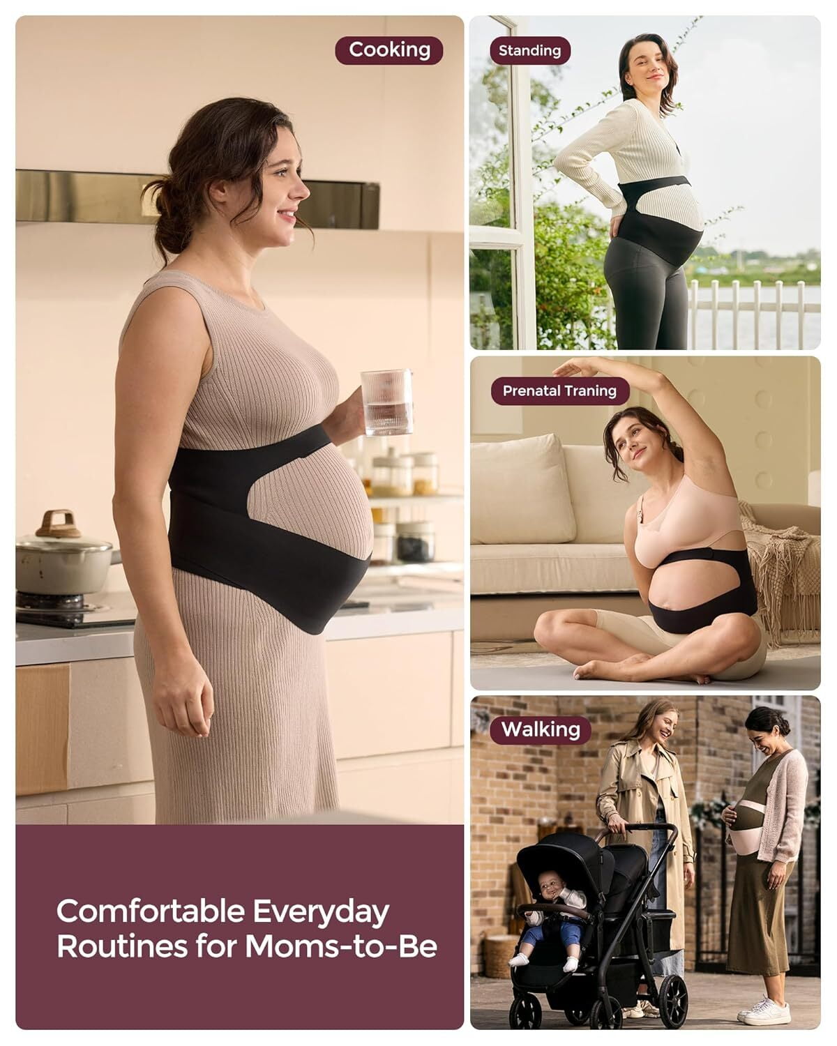 Momcozy Pregnancy Belly Band, CozySupport Ergonest Maternity Belly Band, Invisible Pregnancy Belt for Back, Abdomen, Waist