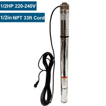 iMeshbean 1/2HP 2" OD Deep Well Submersible Pump 220V 4.4GPM 164FT Max 33FT Cord 3/4in NPT