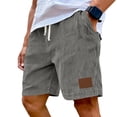 thumbnail image 2 of Dwelliawo Corduroy Shorts for Men Casual 9 Inch Inseam Shorts Lightweight Elastic Waist Drawstring Summer Beach Pants Dark Gray L, 2 of 6