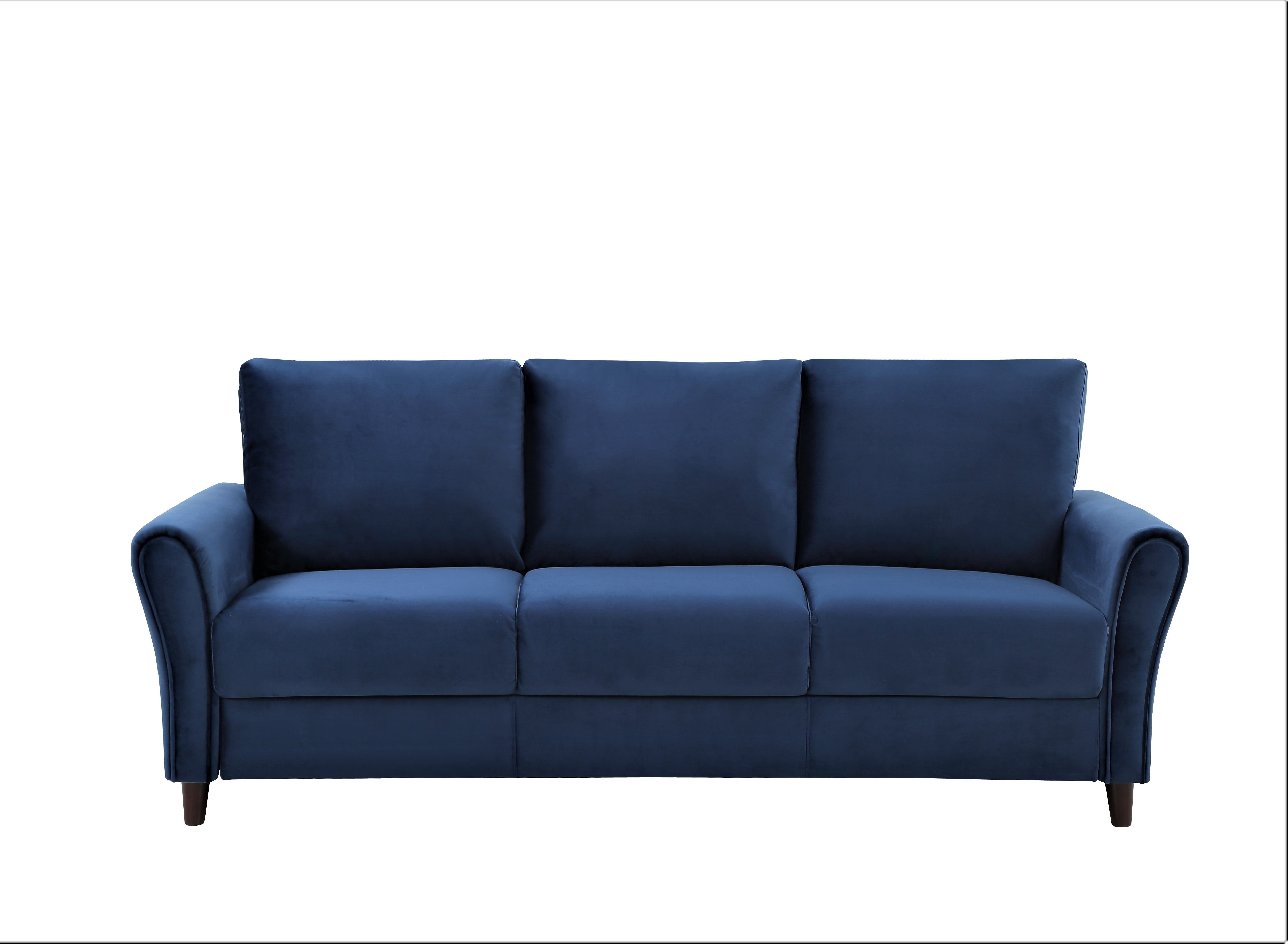 Uspridefurniture Corel 80.31" Flared Arm Dark Blue Velvet Sofa