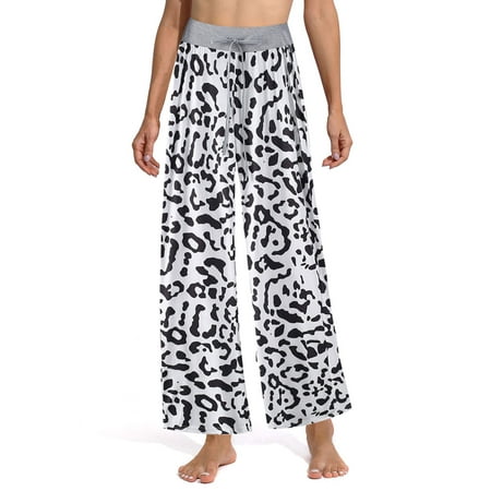 

Beiwei Women Soft Lounge Pants Floral Print Wide Leg Pajama Pants Classic Plaid Sleepwear for All Seasons
