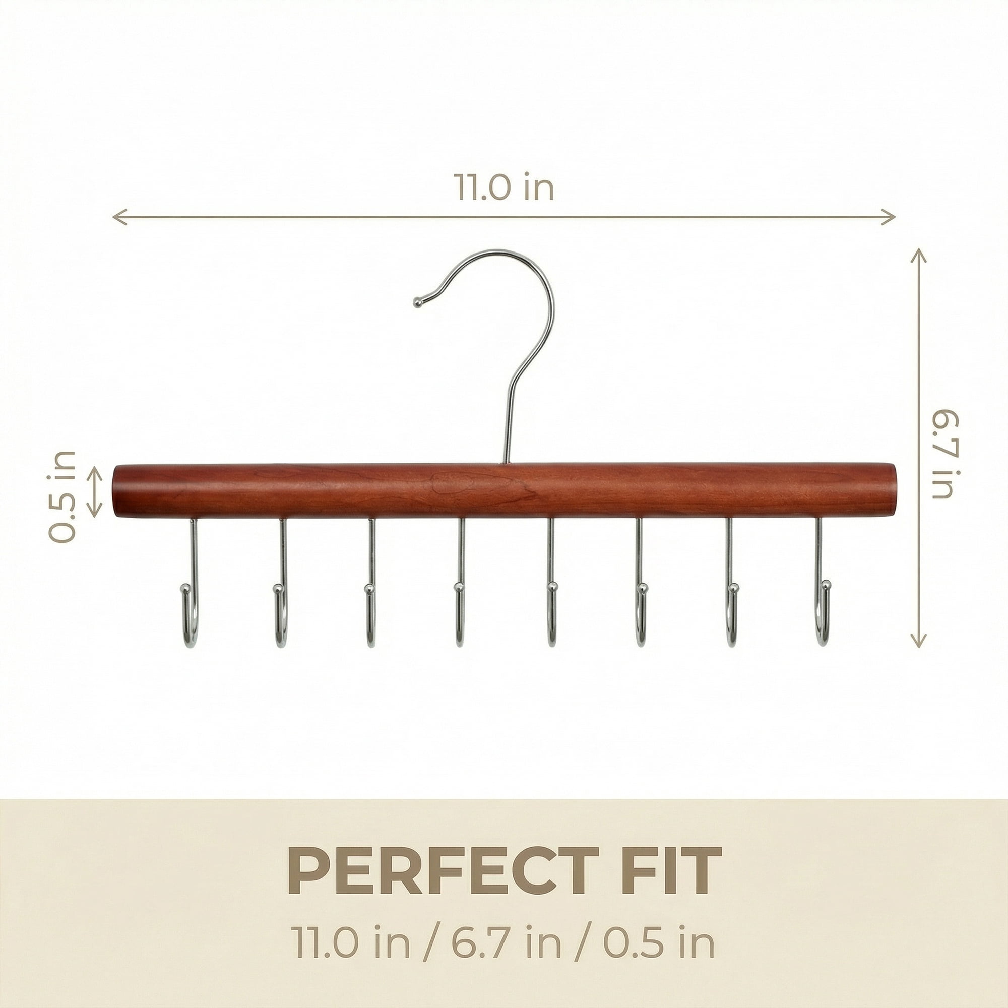 Unique Bargains 2Pcs Bra Wood Tank Top Hangers With 8 Hooks Natural Wood 11x6.7x0.5in