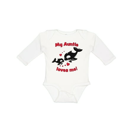 

Inktastic My Auntie Loves Me Orca Family Gift Baby Boy or Baby Girl Long Sleeve Bodysuit