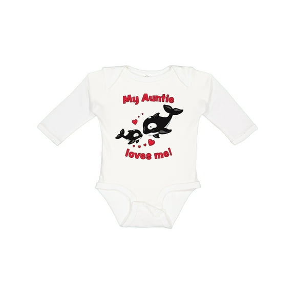 Inktastic My Auntie Loves Me Orca Family Boys or Girls Long Sleeve Baby Bodysuit