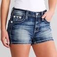 thumbnail image 5 of Conairie Women Blue Jean Shorts Slim Elastic High Waisted Denim Shorts Vintage Washed Summer Trousers with Pockets L, 5 of 9