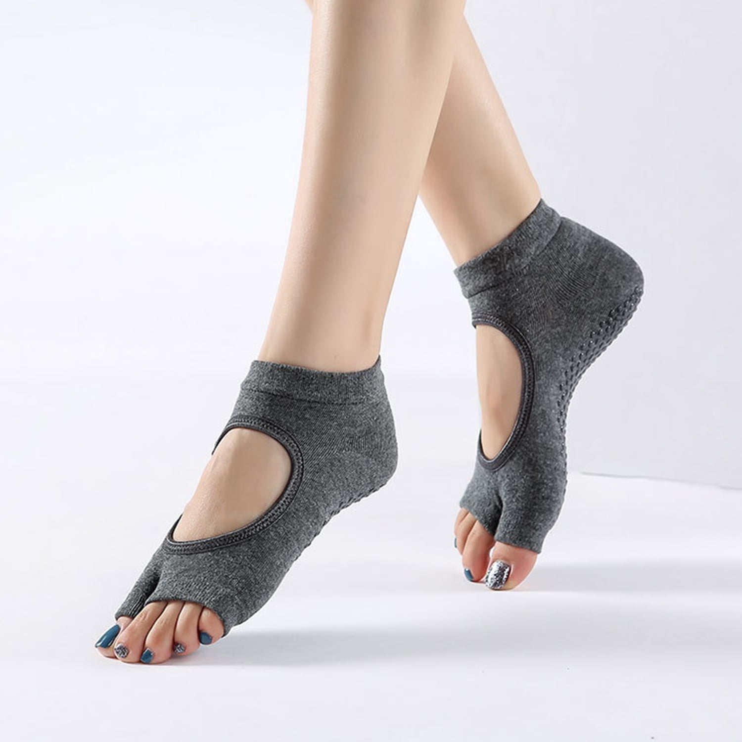 Women Cotton Socks Yoga Barre Socks Non Slip Skid Barre Pilates Ballet Simple 1X 