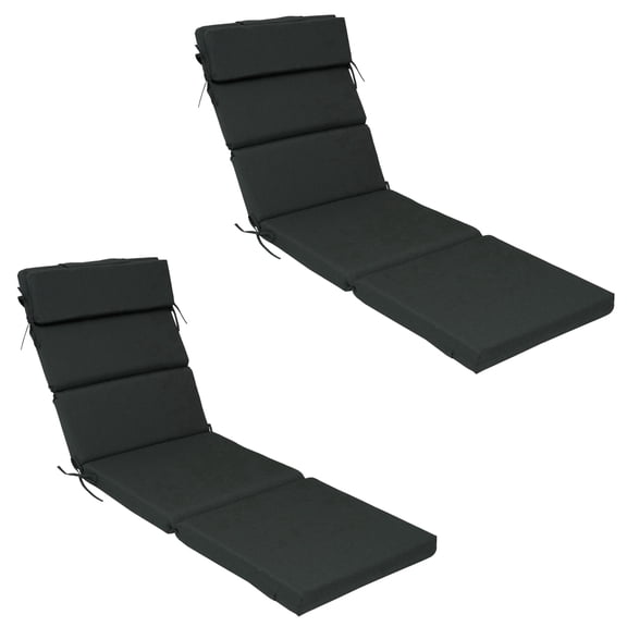 Goodgoods 21" x 72" Outdoor Chaise Lounge Cushion, 2-Pack Water & Fade Resistant Patio Lounge Chair Cushions, Black