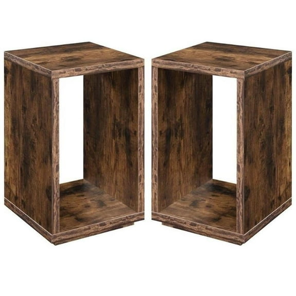 Home Square Northfield Admiral End Table with Shelf in Nutmeg Wood - Set of 2