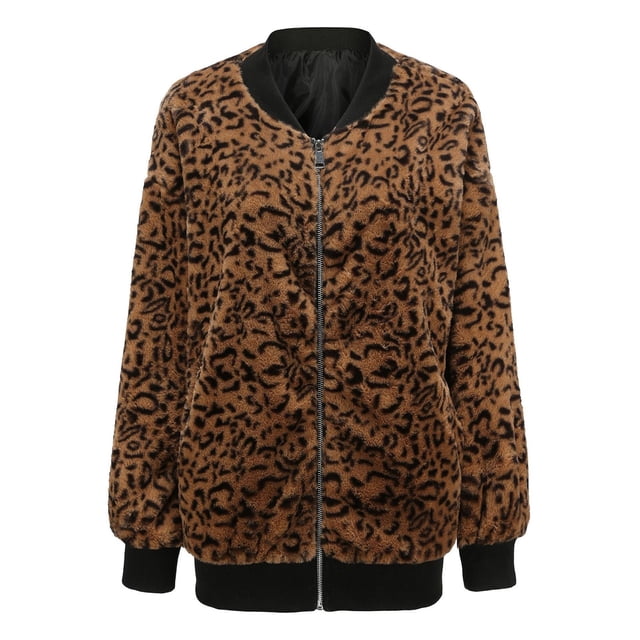 Qiopertar Veste Zippée à Manches Longues Imprimé Léopard pour Femmes Mode Décontractée en Solde Livraison Gratuite à Moins de 5$ jusqu'à 90 % de Réduction