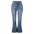 thumbnail image 2 of Women's Casual Pants Comfortable Stretchy Denim Flared Trousers High Waist Bootcut Everyday Elastic Jeans Pants for Relax Fit,Color:Light Blue,Size:M, 2 of 5