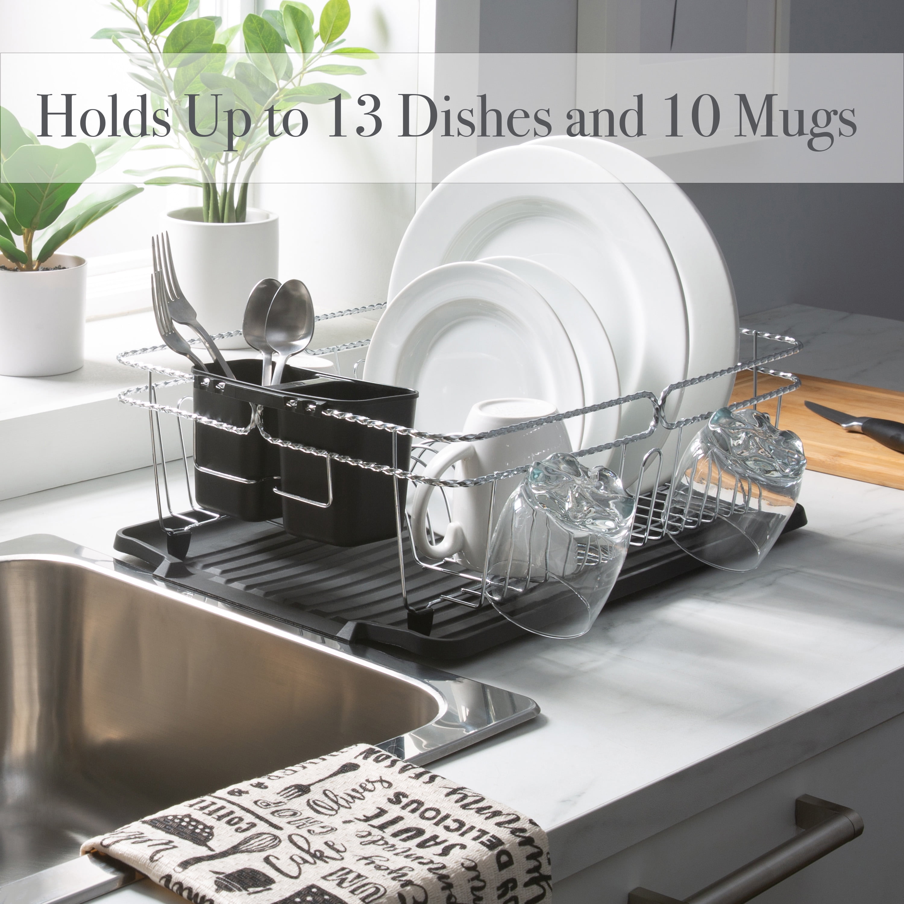 Kitchen Details 13.58-in W x 18.62-in L x 5.31-in H Iron Dish Rack in the Dish  Racks & Trays department at