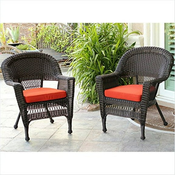 Jeco Wicker Chair with Cushion-Finish:EspressoOrange
