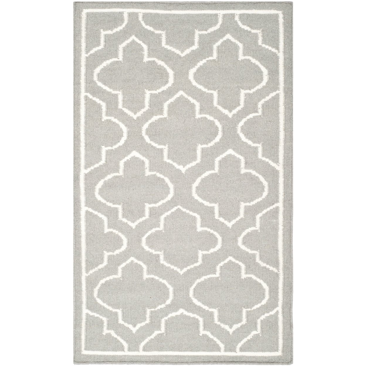 SAFAVIEH Dhurries Walter Geometric Area Rug, Grey/Ivory, 2'6" x 4'