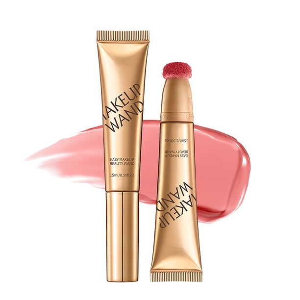 Rubor para mejillas, rubor líquido en polvo rosa en barra con cabezal de brocha para un maquillaje preciso y una eliminación cómoda del polvo sin apelmazamiento, 15 ml. Maquillaje facial.