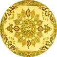 thumbnail image 1 of Ahgly Company Machine Washable Indoor Round Medallion Yellow Traditional Area Rugs, 3' Round, 1 of 4