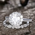 thumbnail image 4 of 10mm 5 Carat Round Diamond Moissanite Engagement Ring Set Wedding Bands 10k White Gold Art Deco Matching, 4 of 6