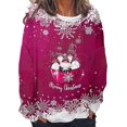 thumbnail image 2 of Fashionable sweatshirts for women and girls, printed , hooded sweater, autumn, longsleeved, hot pink, size 38, 2 of 3