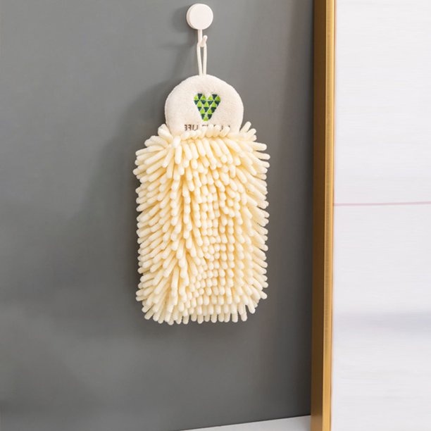 Toalla de mano de chenilla suave para cocina, baño, toallas superabsorbentes (amarillo)
