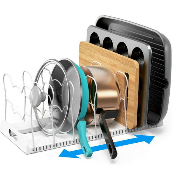 Organizador de sartenes, simple, para artículos del hogar, ampliable, 10 compartimentos
