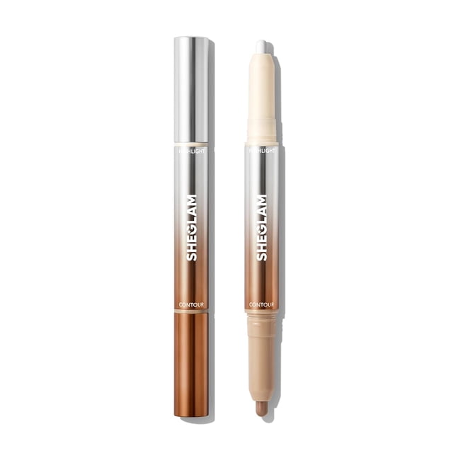 SHEGLAM Fine Line 2 en 1 Contorno de nariz y resaltador en crema Bronceador en crema resistente al agua de larga duración y barras para resaltar-Buff