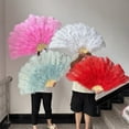 thumbnail image 5 of Ostrich Feather Fan Fluffy Handheld Carnival Belly Dance Stage Performance Large Femina Feather Fan 100/130CM, 5 of 7