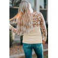 thumbnail image 1 of ABPHQTO Jersey de mujer con cuello de pico de leopardo colorblock naranja, 1 of 5