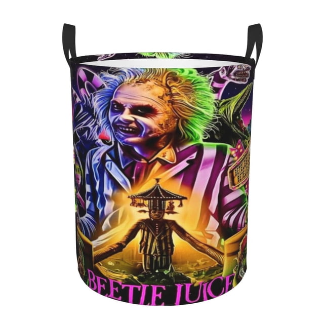 Cestas para ropa sucia Beetlejuice, bolsas plegables con asas, cesto de almacenamiento redondo plegable