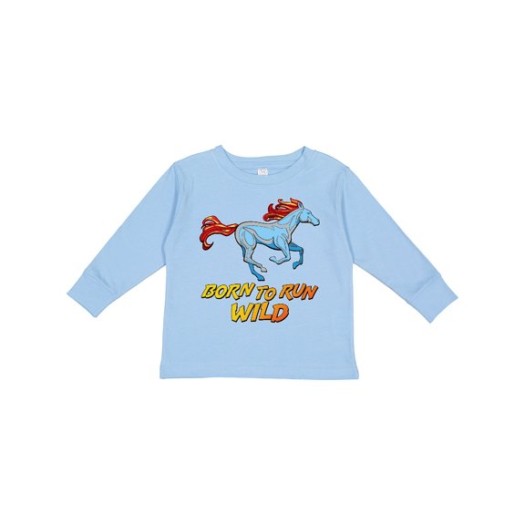 Inktastic Born to Run Wild- galloping horse Boys or Girls Long Sleeve Toddler T-Shirt