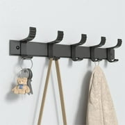 Niffgaff Coat Hook - coat hooks wall mounted, black wall coat rack, 5 movable hooks, 1 pack, black