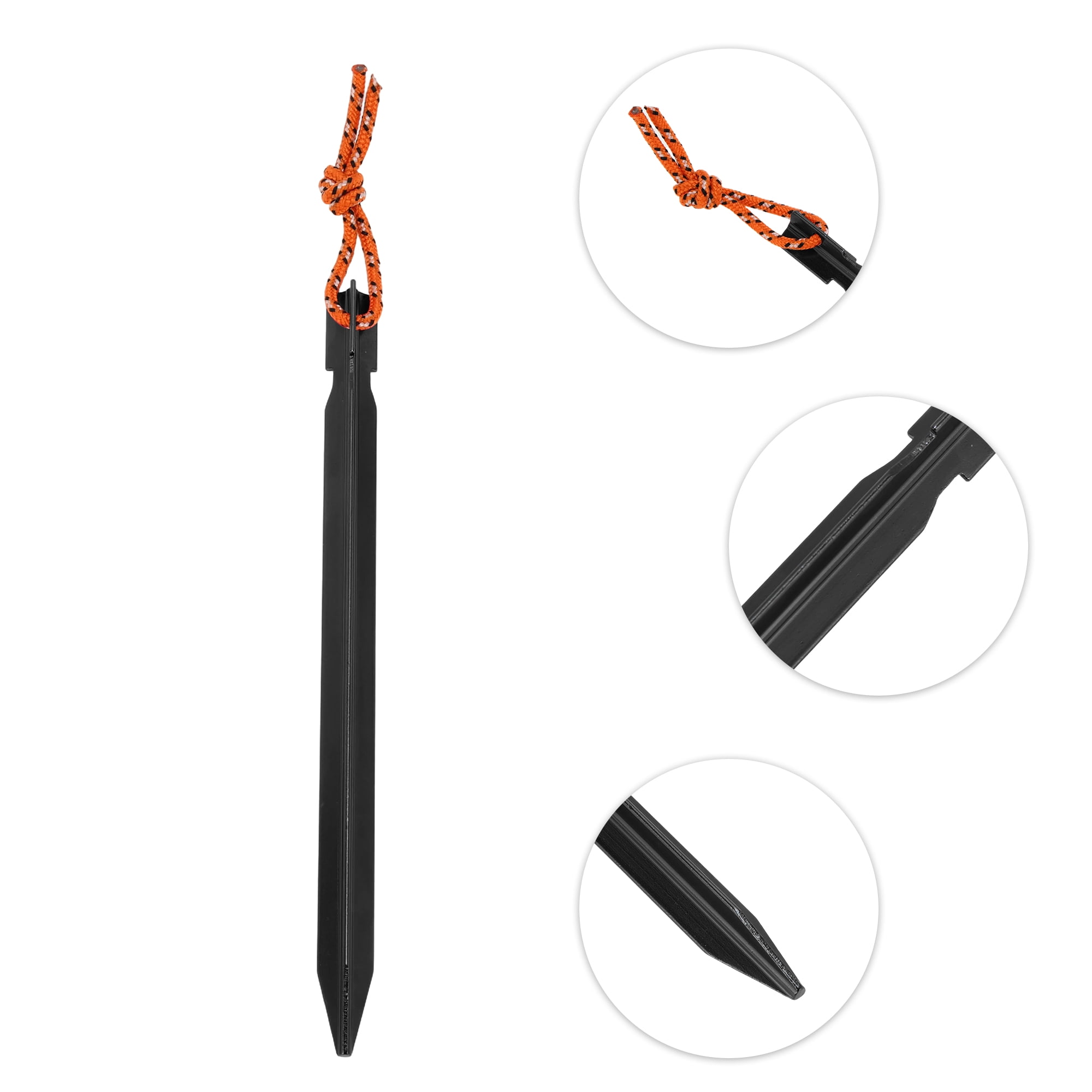 Unique Bargains 1 Set Triangular Tent Pegs Black Aluminum Alloy Polyester Nylon
