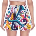 thumbnail image 3 of FORMRS Womens Swim Shorts Mesh Liner Quick Dry Casual Beach Board Bottom with Pockets, Sizes S-2XL, Musical Pattern, 3 of 9