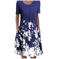 thumbnail image 2 of Robes Soleil Femmes Été Décontracté Manches Courtes Tunique Chemise Midi Robes d'Été pour Femmes Imprimé Marguerites Robe Grande Taille pour Femmes Col Robe de Collation des Grades, 2 of 5