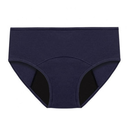 

Naiyafly 1Pc Menstrual Period Underwear for Women Mid Waist Cotton Postpartum Ladies Panties Girls Full Coverage Briefs Solid Color Underpants Stretch Briefs Dark Blue XS