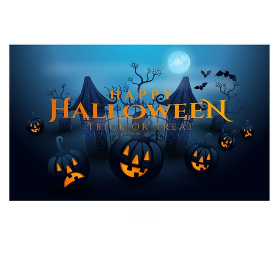 4.9X2.9FT Halloween Backdrop Photography Background Happy Halloween Horror Moon Night Scary Cemetery Pumpkin Lantern Backdrop for Adult Family Party Birthday Banner Decor Halloween Photo Backdrop