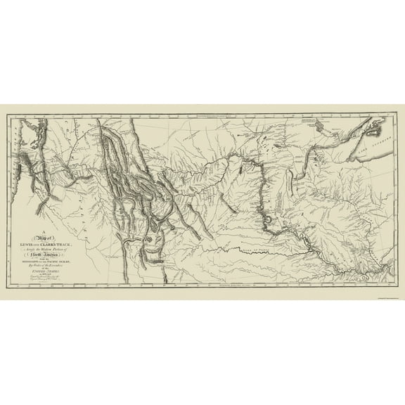 Historic State Map - North America Lewis Clark Routes - Clark 1806 - Vintage Wall Art