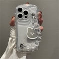 thumbnail image 2 of Cute Whtie Bear Pendant Rhombus Bead Bracelet Clear Soft Case Compatible For IPhone 14 12 11 13 Pro Max X XS XR Shockproof Protective Cover, 2 of 3