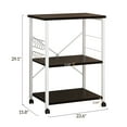 thumbnail image 6 of Zimtown 3-Tier Rolling Kitchen Microwave Cart, Baker's Rack, Microwave Oven Stand, Kitchen Storage Shelf Shelving Unit Organizer with 10 Hooks for Living Room, Home, Office, Black/White, 6 of 10