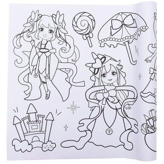 FONDOTIN Coloring Paper Roll For Children Repeated Paste 1Pack 118x12In