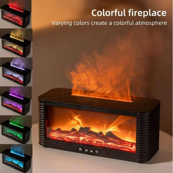 Mini Fireplace Aromatherapy Diffuser, 6 Color Lights, Bonfire Flame Air Humidifier for Home, 250ml With Timer Remote Controller Essential Oil Diffuser
