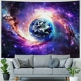 thumbnail image 4 of Shiartex  Earth Galaxy Tapestry Planet Universe Starry Sky Tapestry Wall Hanging Cosmic Outer Space Tapestry Psychedelic Nebula Headboard Bedspread for Bedroom Living Room Decor  50x40inch, 4 of 6