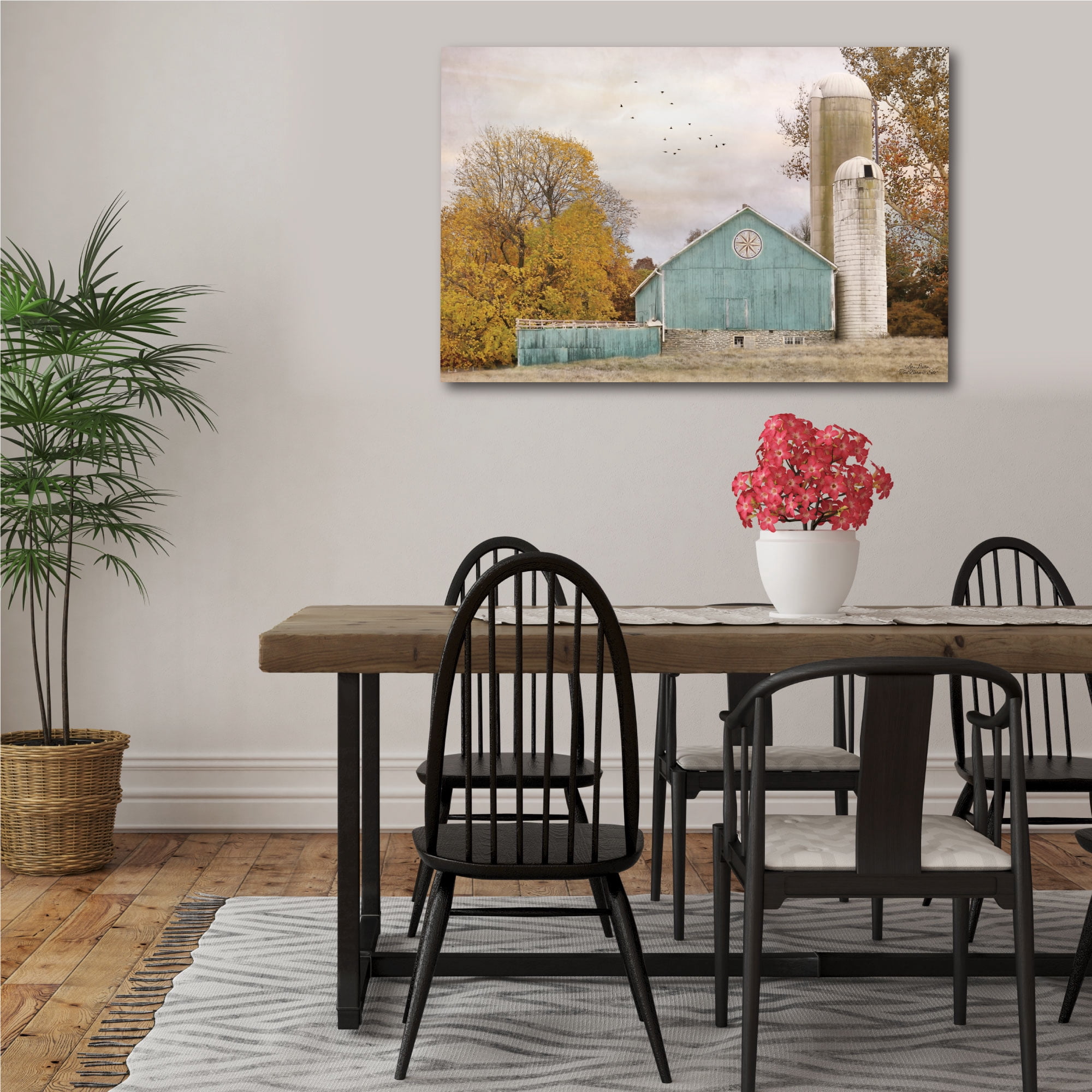 Courtside Market Teal Barn and Silo Gallery-Wrapped Canvas Wall Art, 24x36