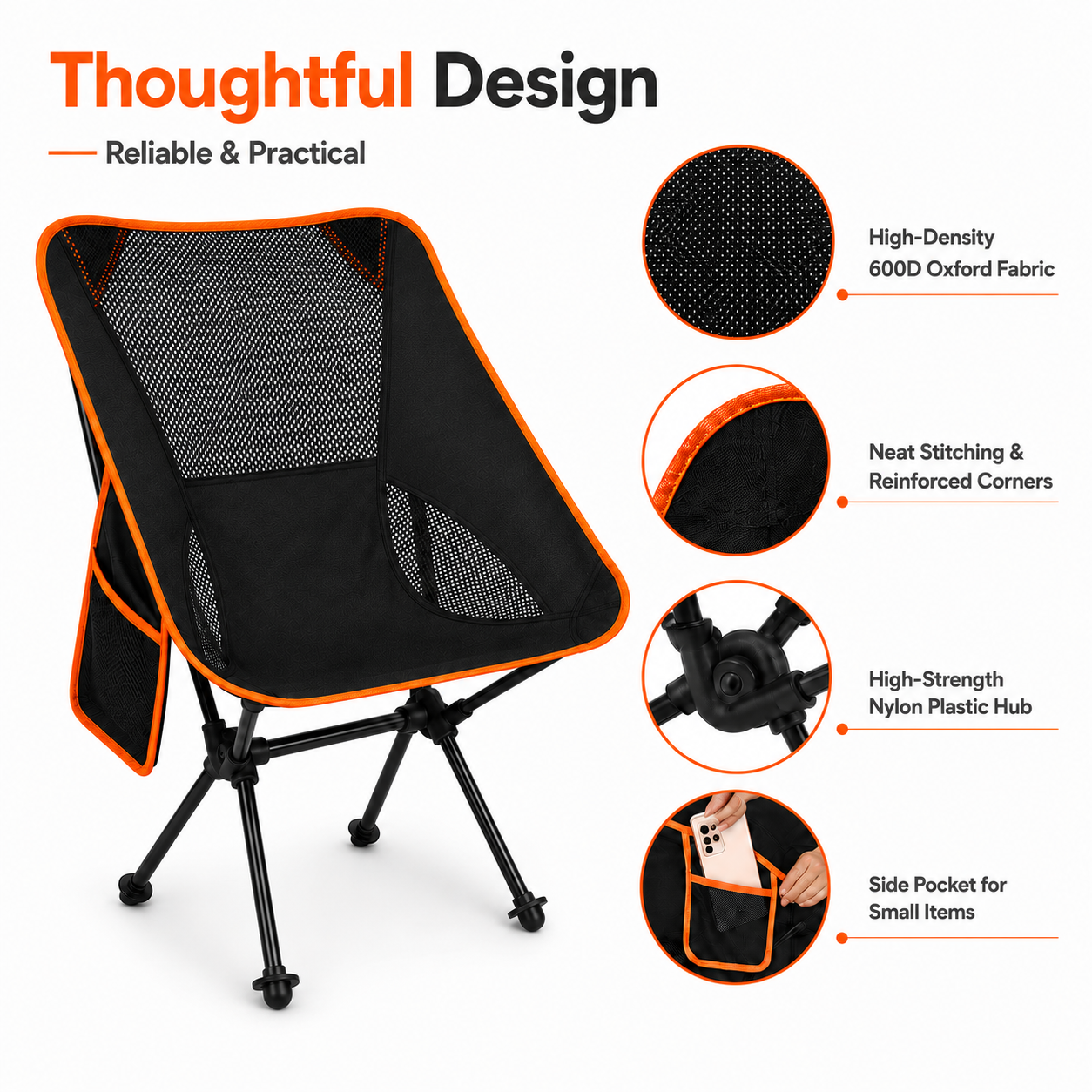 KOYMISKU Lightweight Portable Camping Chair with Carry Bag photo 6