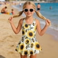 thumbnail image 6 of FOR U DESIGNS Girls' Sleeveless One-Piece Swimsuit Sleeveless Bathing Suit Swimwear Skirted Bathing Suit for 3-13 Years, Sunflower Bee, 6 of 7
