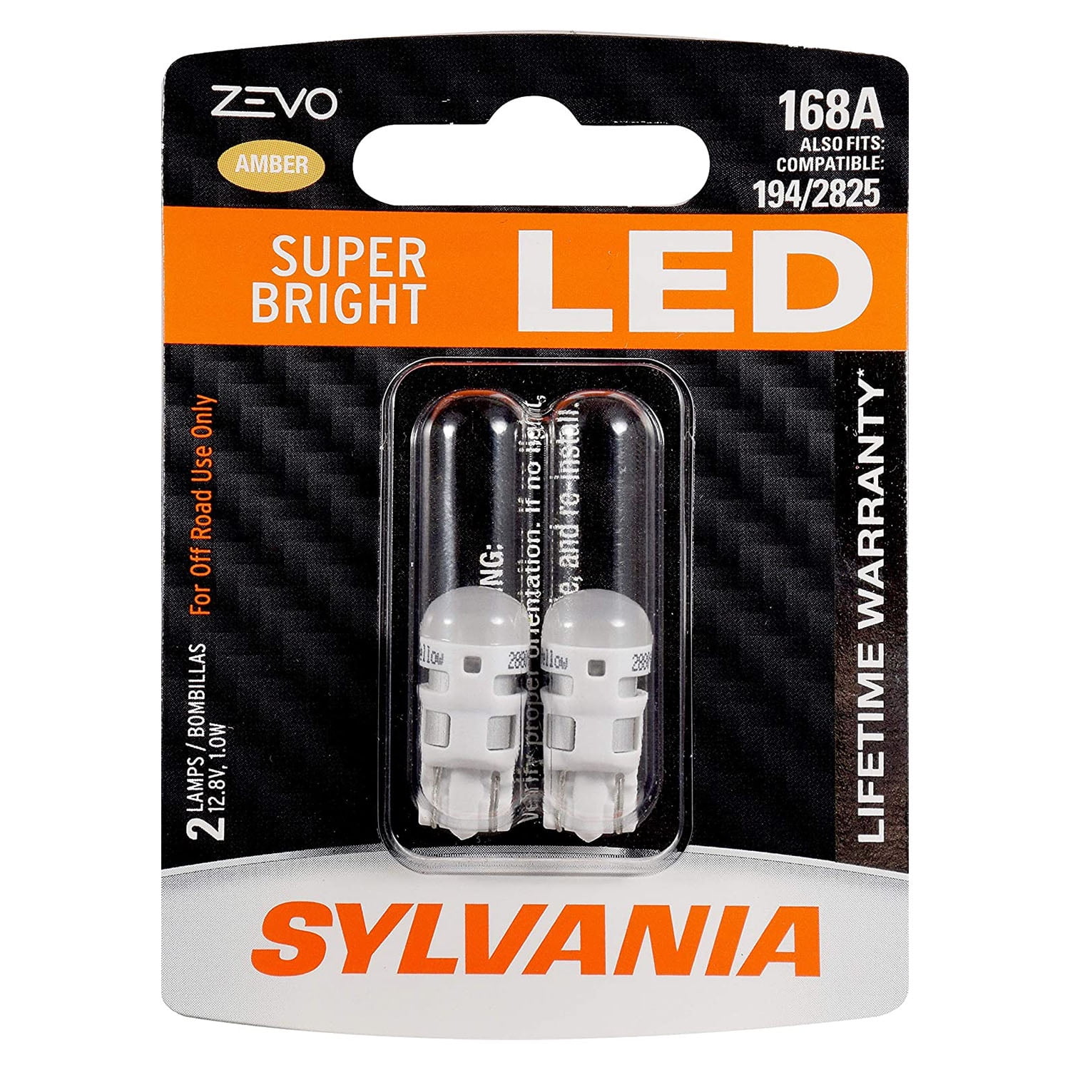 168 T10 W5W LED Amber Mini Bulb SYLVANIA Contains 1 Bulb Bright LED Bulb Ideal for Interior Lighting 