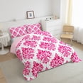 thumbnail image 3 of Erosebridal Baroque Gothic Print Bedding Full Comforter Set,Blue Boho Floral Down Comforter,White Pink Jacquard Bedding Sets Full with Comforter,Super Cozy Room Decorative Reversible,3 Pieces, 3 of 8