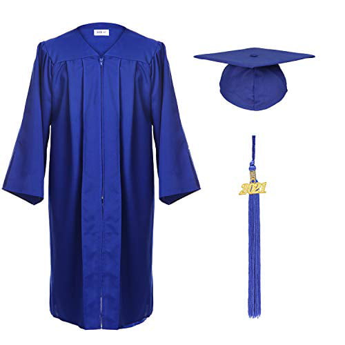 FtyFty Unisex Adult Matte Graduation Cap and Gown 2021 Tassel (Royal ...