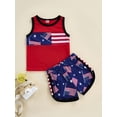 thumbnail image 3 of Qmyliery Toddler Boys Independence Day Outfits, Stripe Stars Flag Print Sleeveless Tank Tops + Elastic Waist Shorts 2Pcs Set, 3 of 7
