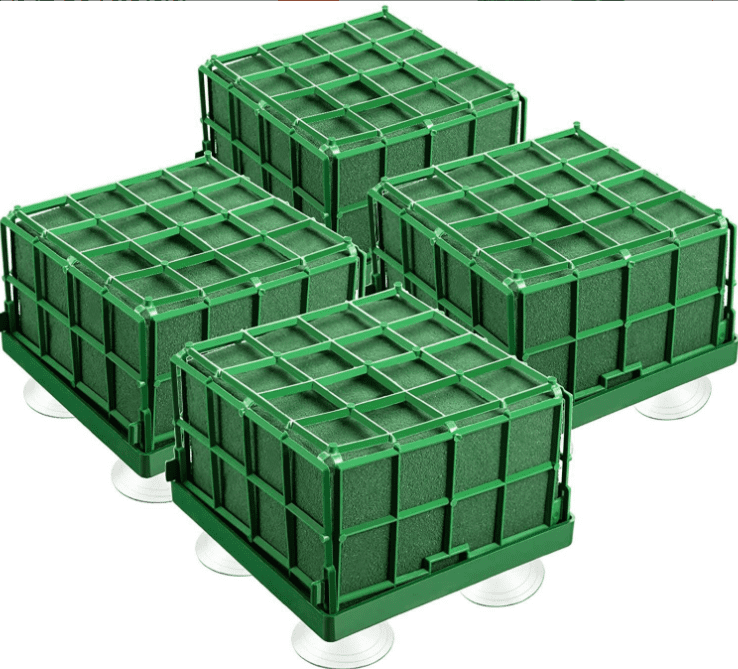 4 Pack Square Floral Foam Cage, Floral Foam Blocks with Suction Cup